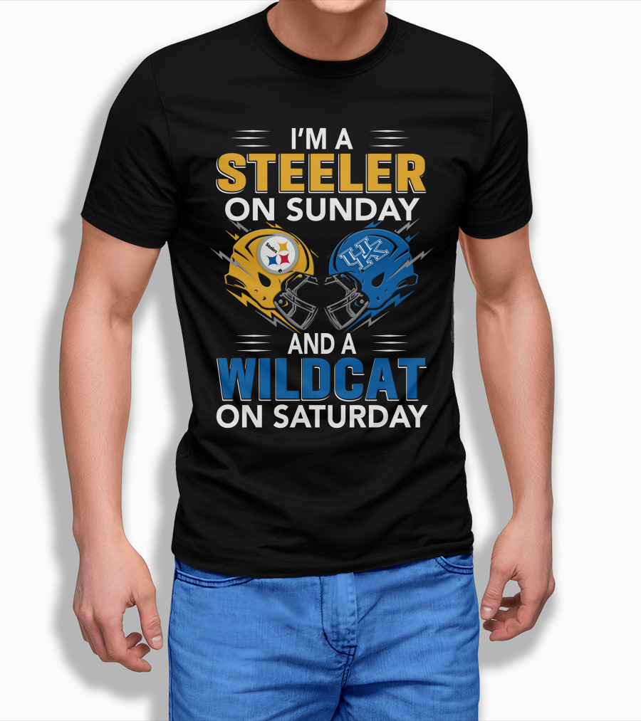 Steeler On Sunday Wildcat On Saturday Football Fan Pride Helmet T-Shirt