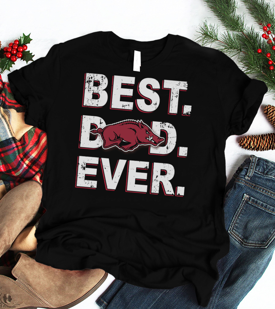 Best Dad Ever Hog Mascot Hatched Texture T-Shirt