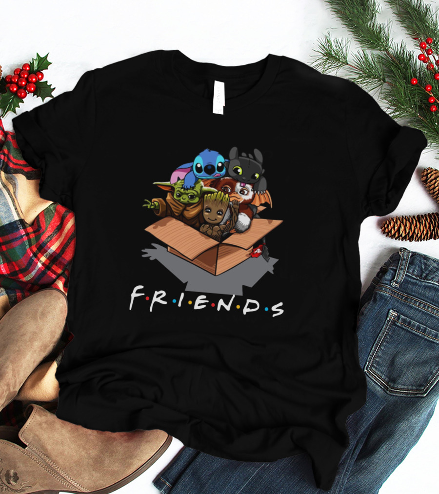 Baby Yoda Gizmo Groot Stitch Toothless Friends Box T-Shirt