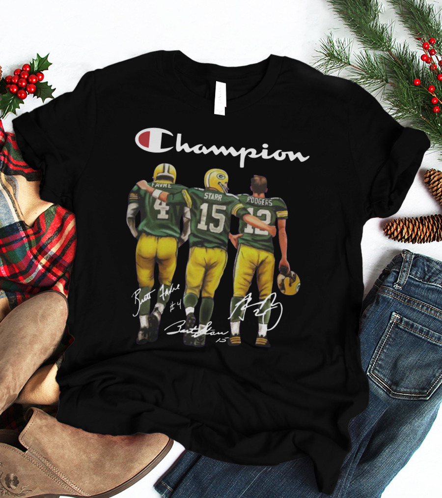 Champion Green Bay Packers Favre Starr Rodgers Signatures T-Shirt