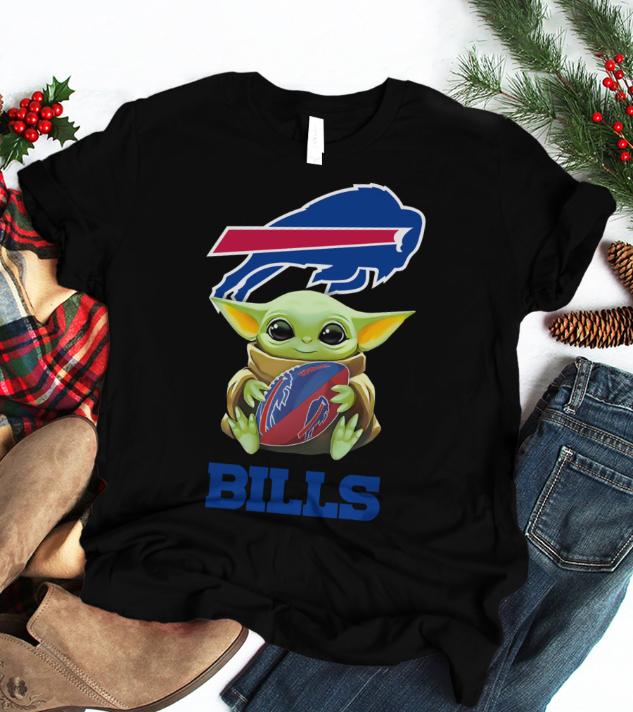 Baby Yoda Buffalo Bills Football Hug Tailgate T-Shirt