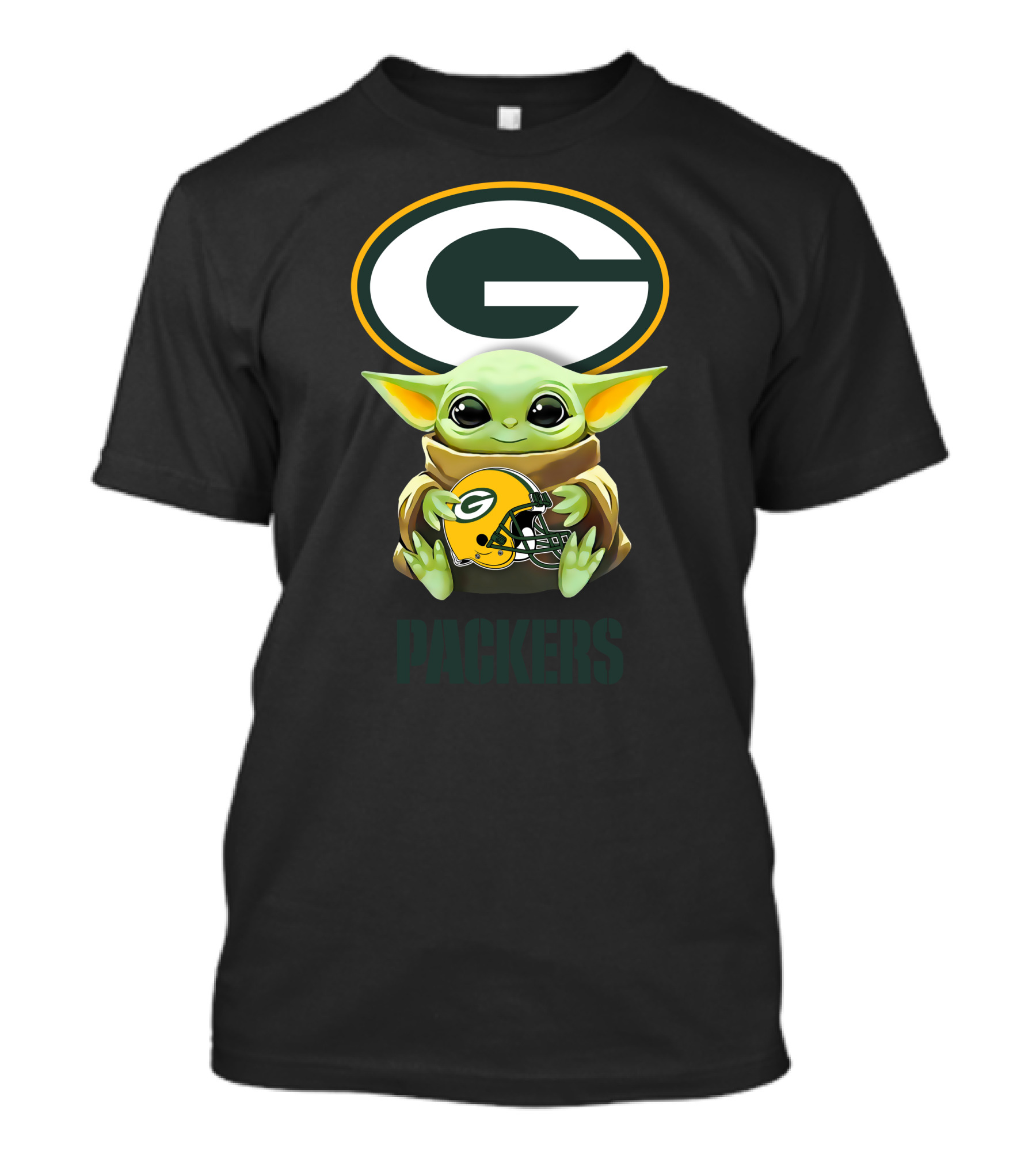 Star Wars Baby Yoda With Green Bay Packers Helmet And Logo Packers T-Shirt
