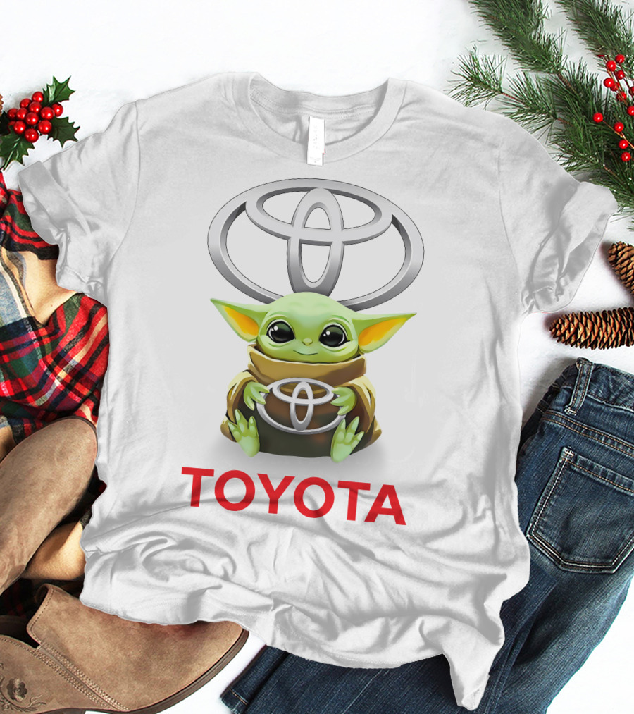 Star Wars Baby Yoda Hug Toyota Logo White T-Shirt