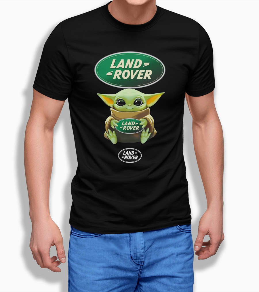 Grogu Holding Land Rover Logo Hug T-Shirt