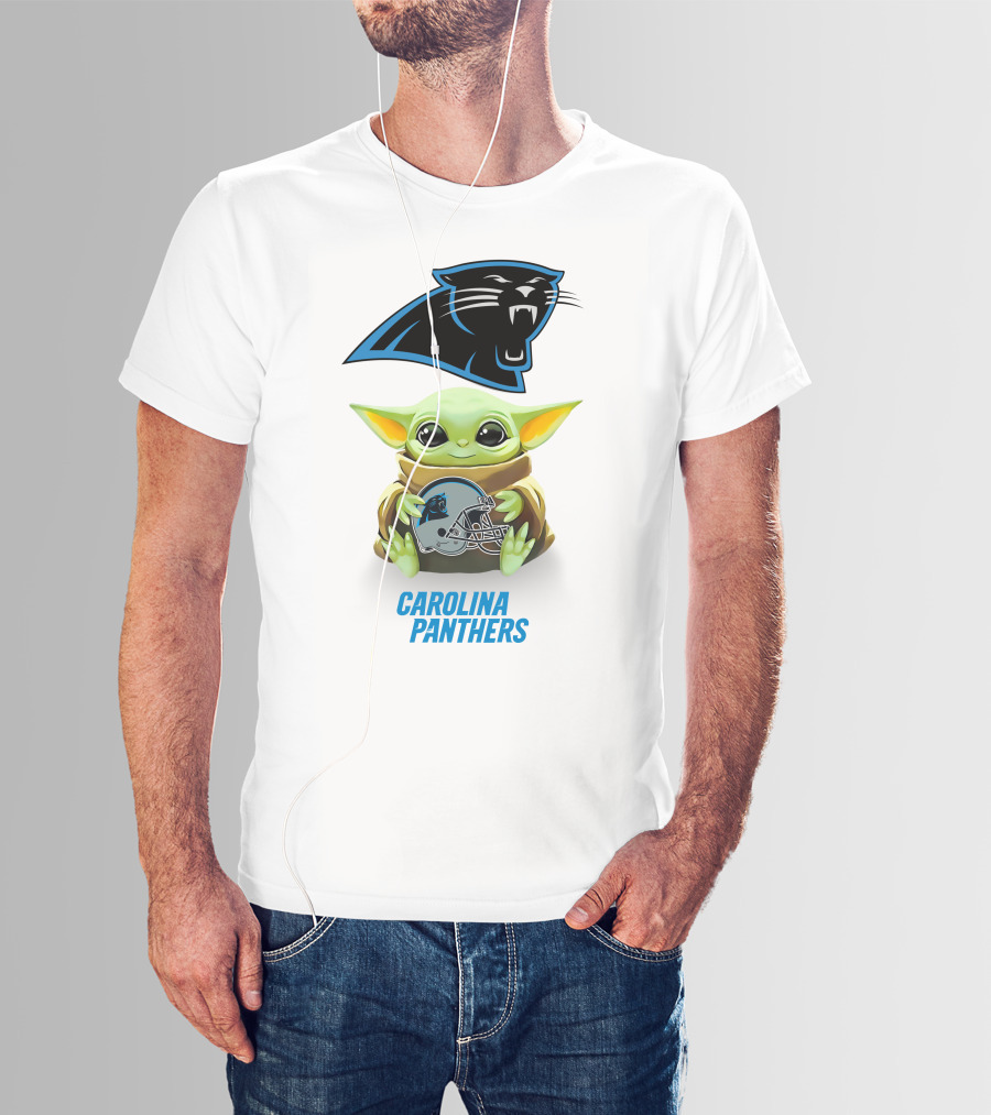 Grogu Holding Carolina Panthers Helmet With Logo Iconic T-Shirt