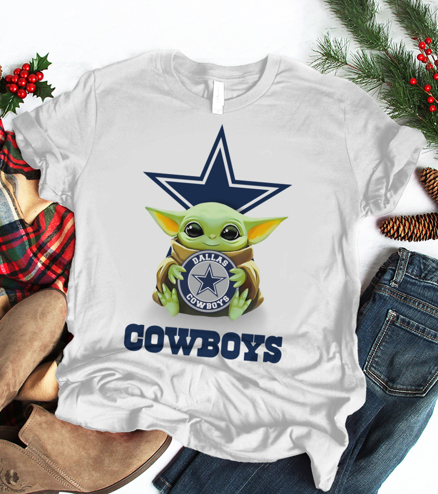 Grogu Holding Dallas Cowboys Emblem With Star T-Shirt