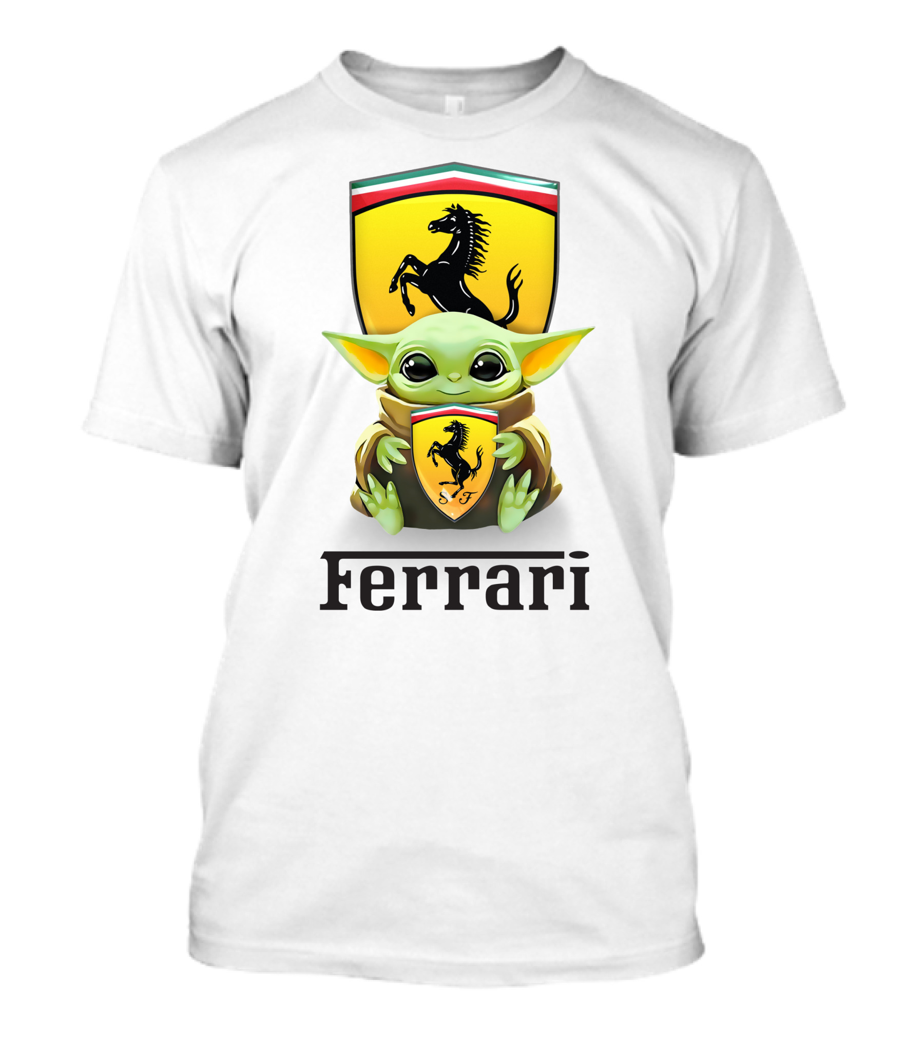 Grogu Hug Ferrari Emblem Iconic Fusion T-Shirt
