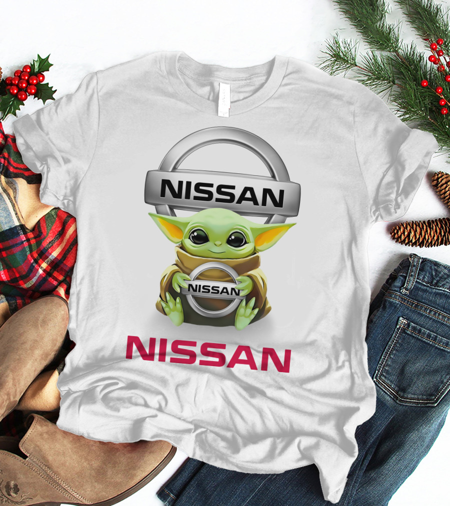 Nissan Grogu Hug Logo With Baby Alien Character T-Shirt