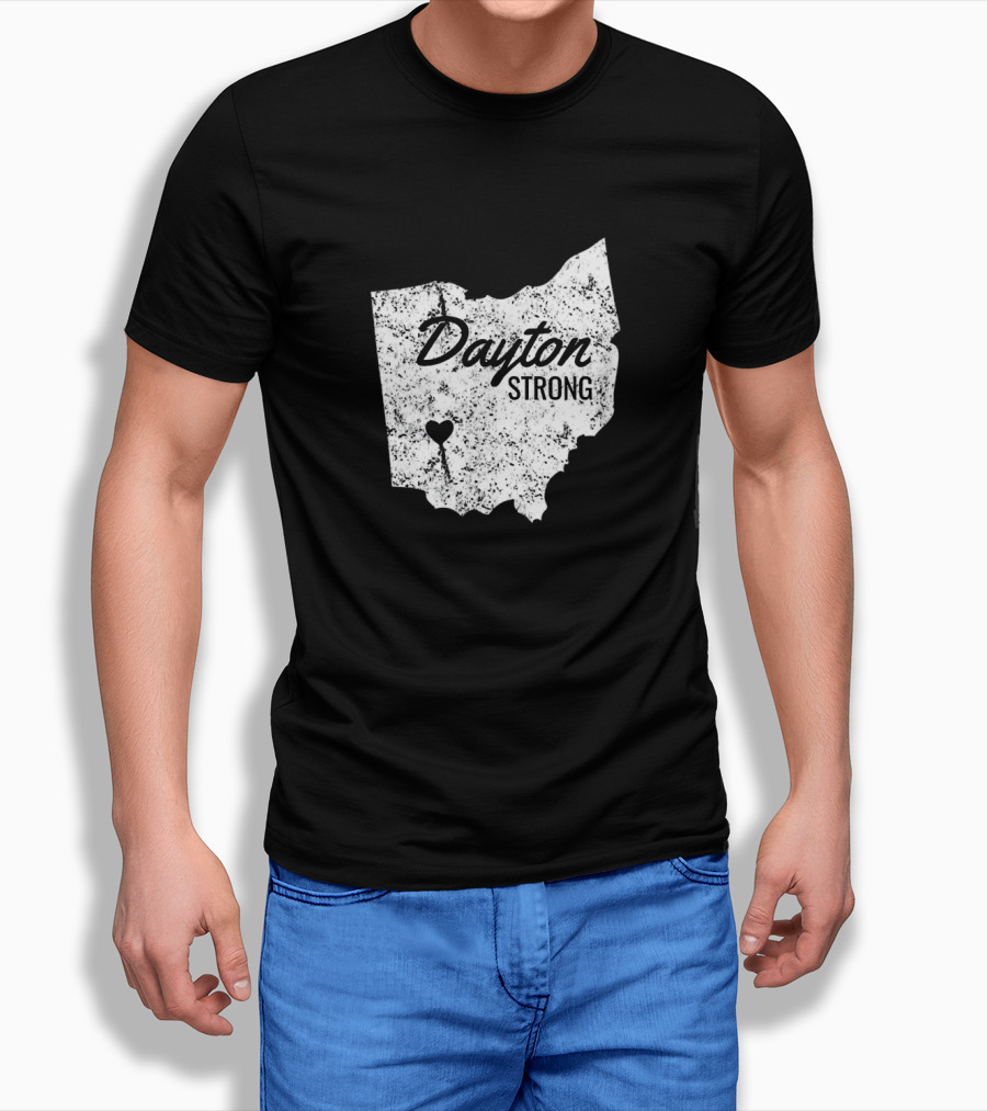 Dayton Strong Ohio Map with Heart Symbol Memorial T-Shirt