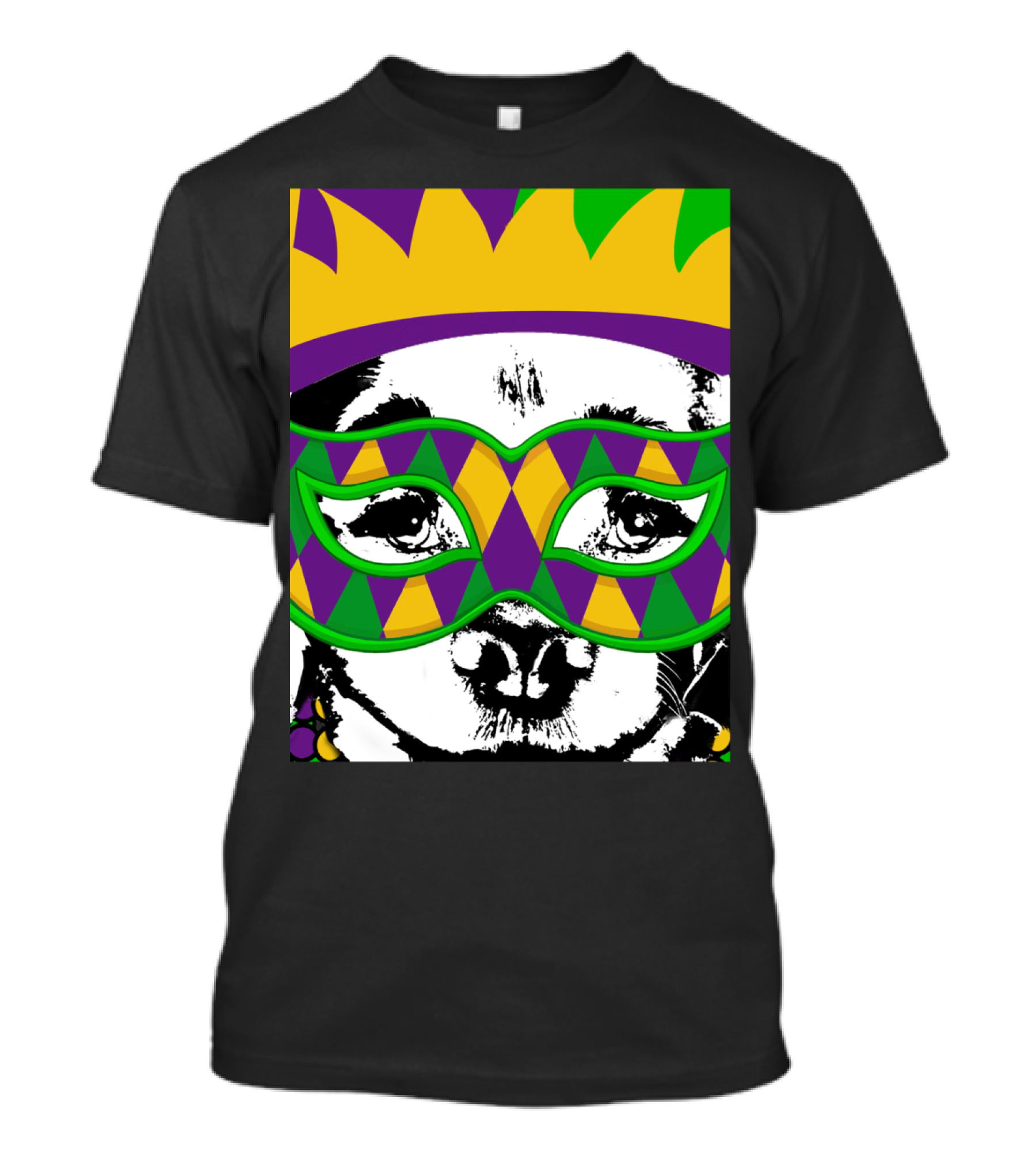Mardi Gras Golden Retriever Dog Mask And Crown Colorful T-Shirt