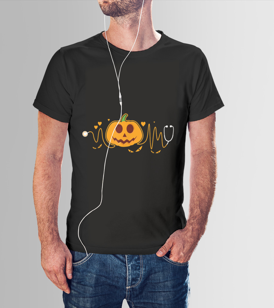 Nurse Doctor Stethoscope Pumpkin Halloween Funny Nursing T-Shirt