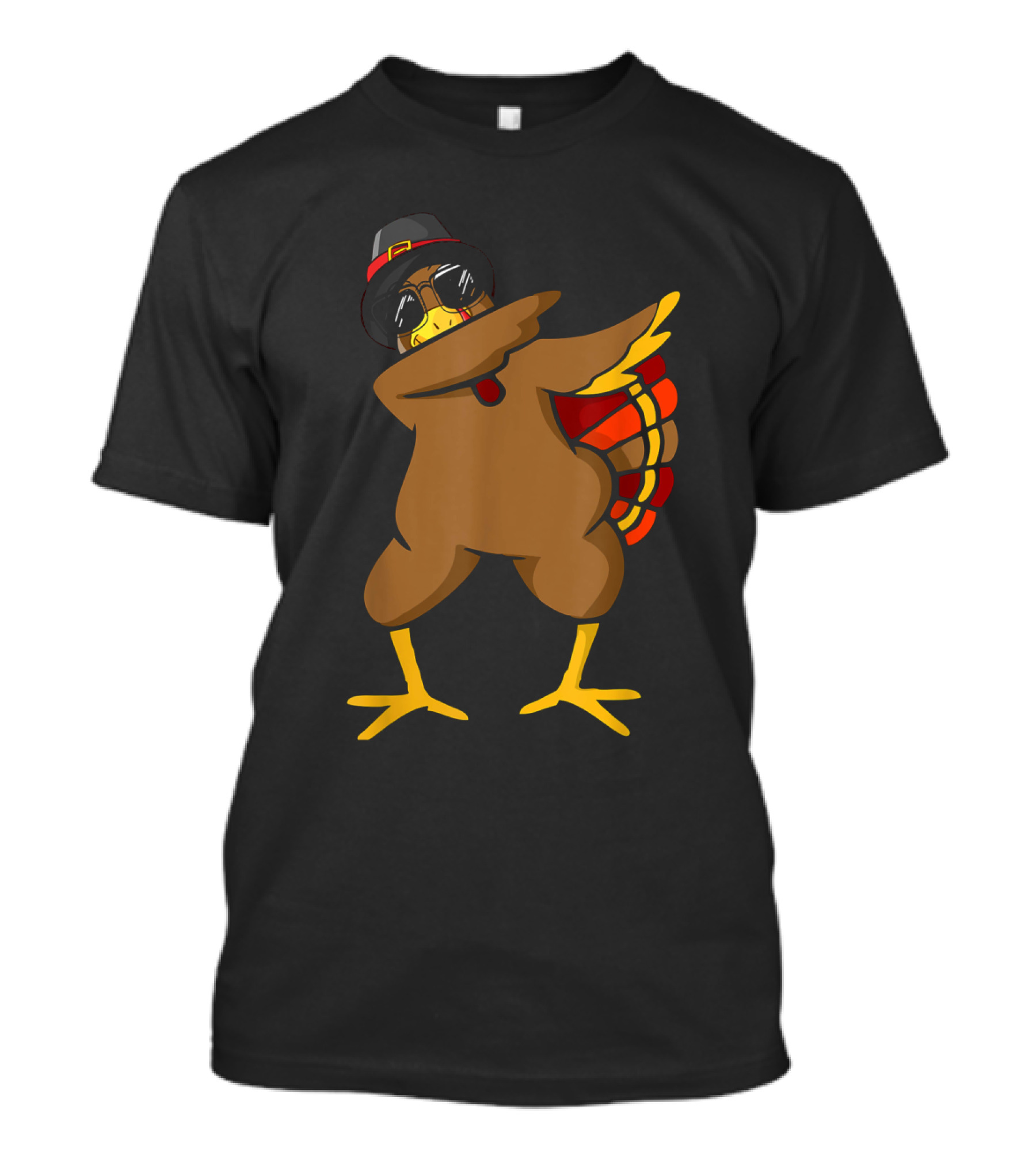 Dabbing Turkey With Pilgrim Hat And Sunglasses Thanksgiving Humor T-Shirt