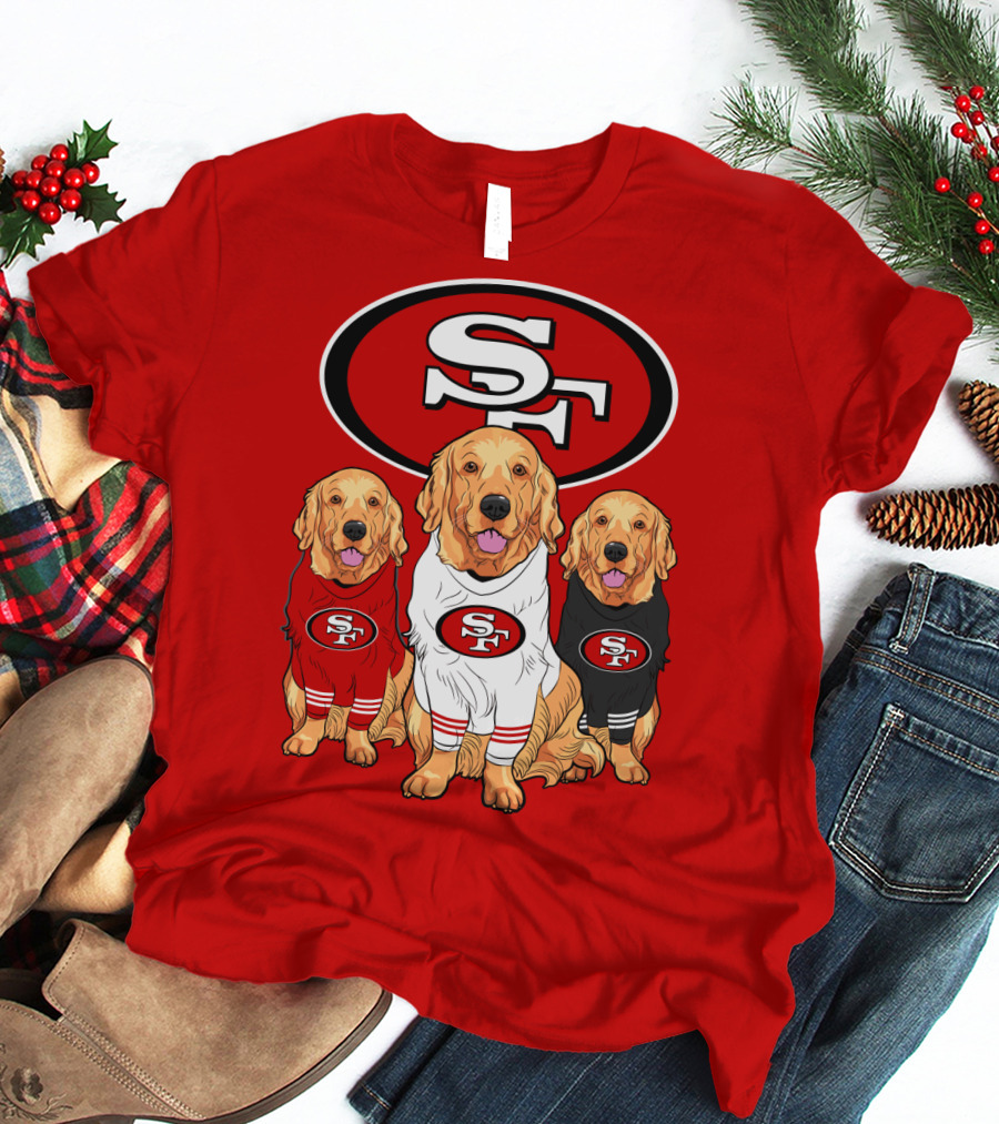 San Francisco 49ers NFL Golden Retriever Dogs Team T-Shirt