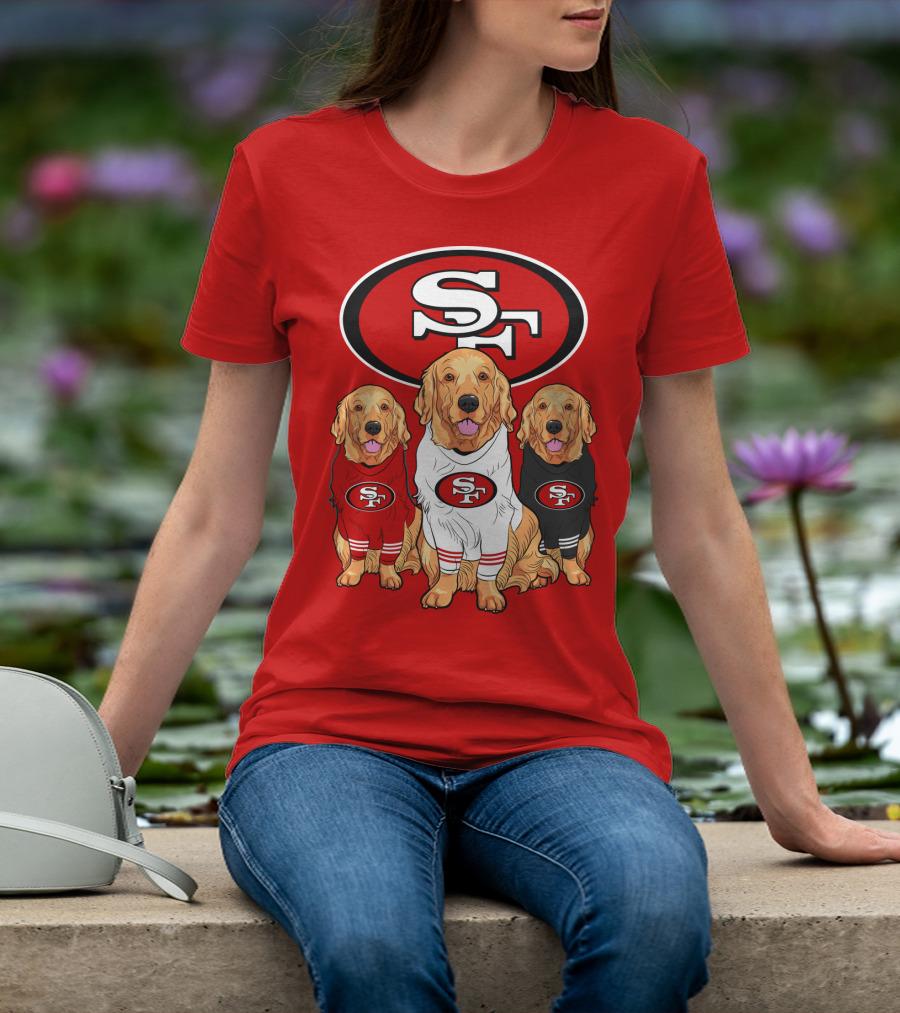 San Francisco 49ers NFL Golden Retriever Dogs Team T-Shirt
