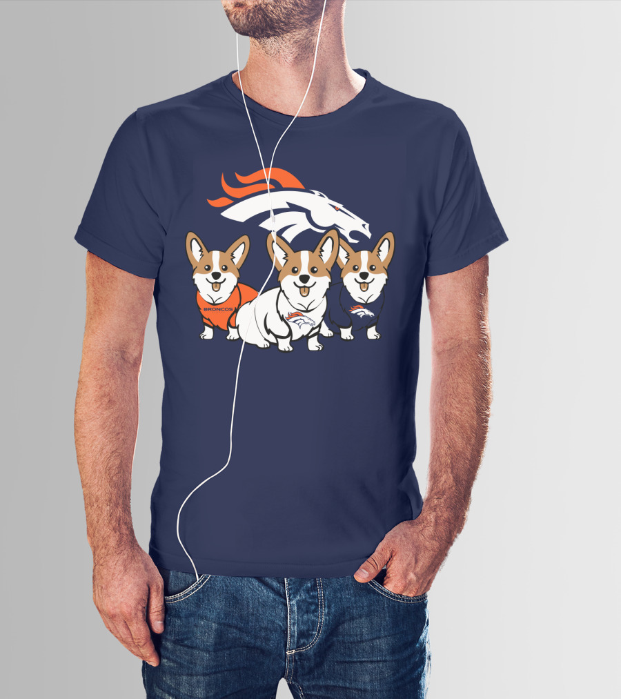 Denver Broncos Corgi Trio T-Shirt