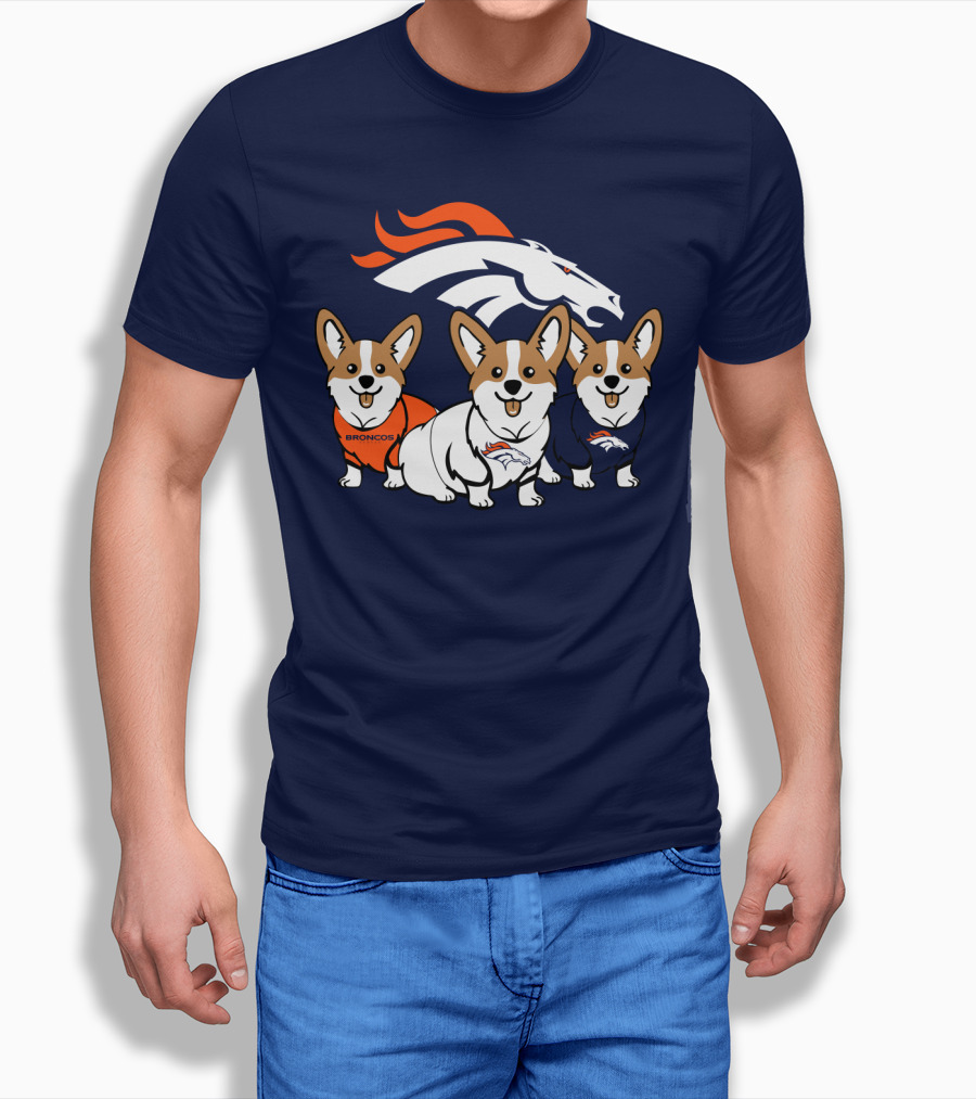 Denver Broncos Corgi Trio T-Shirt