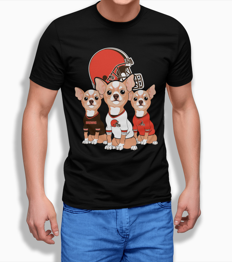 Browns Football Chihuahua Trio T-Shirt