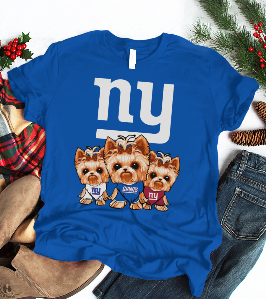 New York Giants Yorkshire Terrier T-Shirt