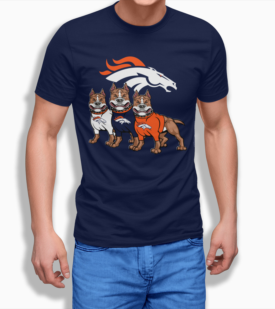 Denver Broncos With Pitbull T-Shirt