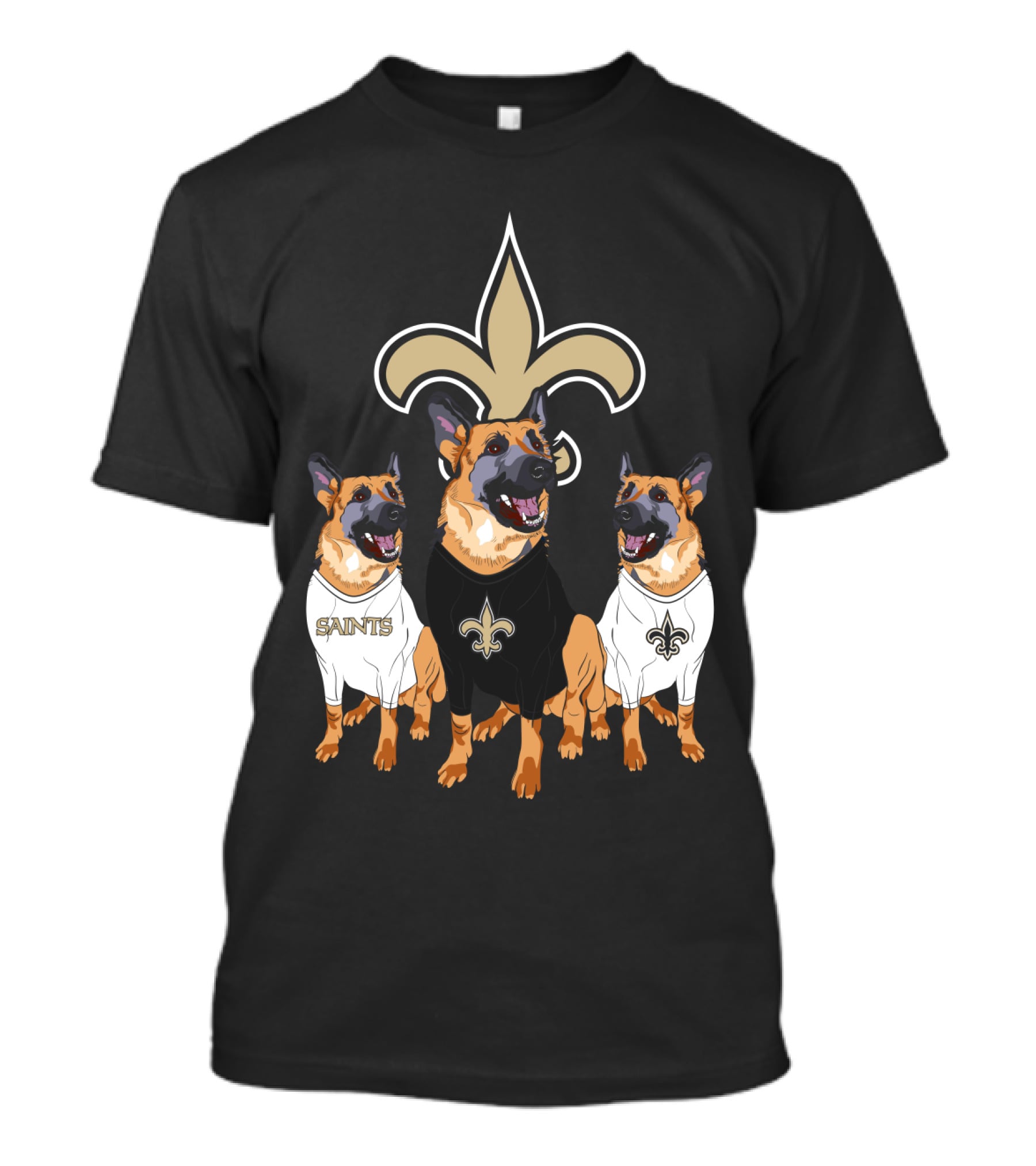 Saints Fleur-De-Lis German Shepherd Trio T-Shirt