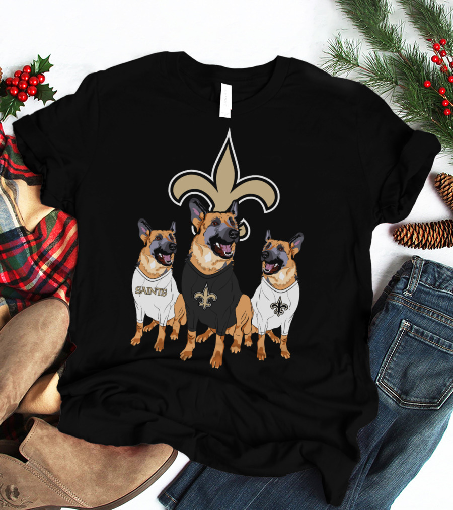 Saints Fleur-De-Lis German Shepherd Trio T-Shirt