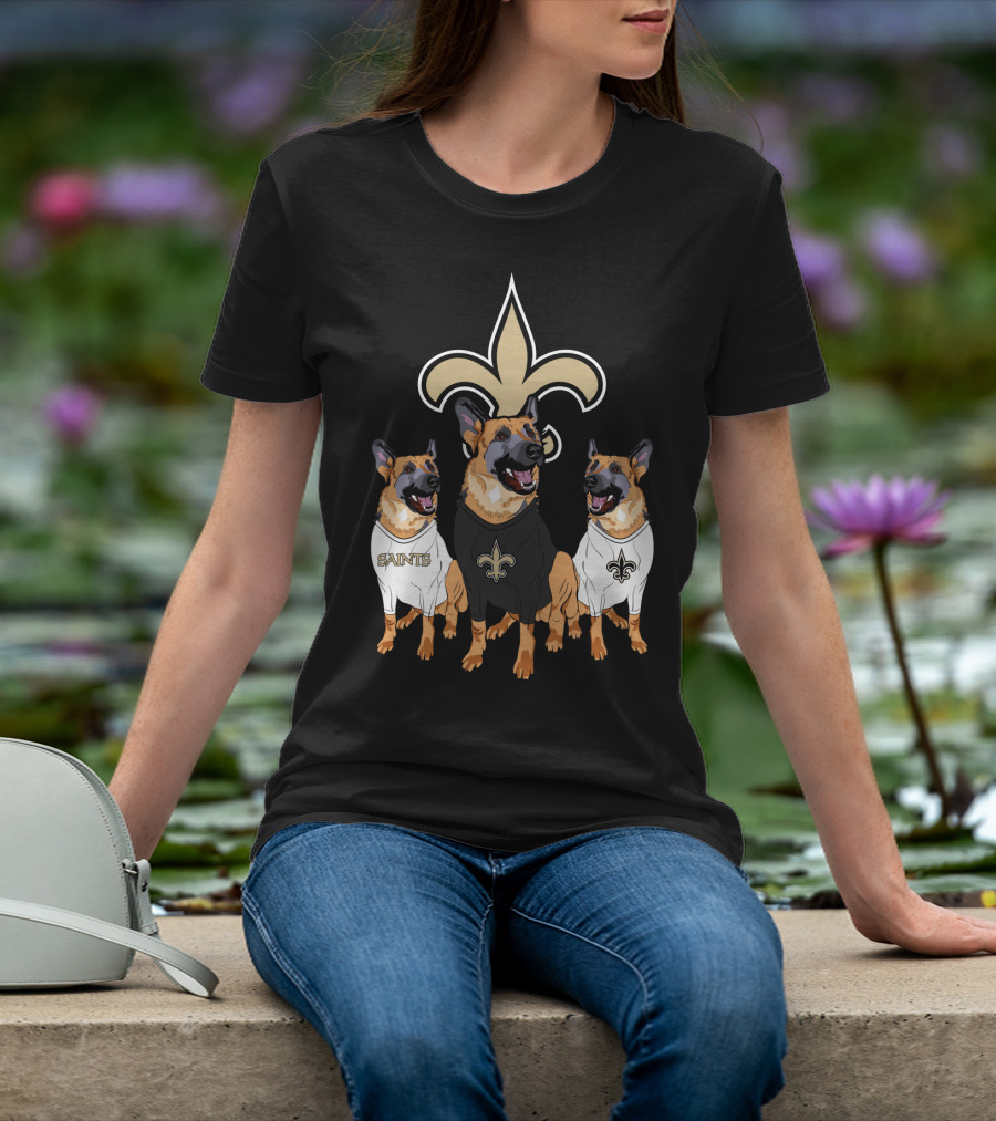 Saints Fleur-De-Lis German Shepherd Trio T-Shirt