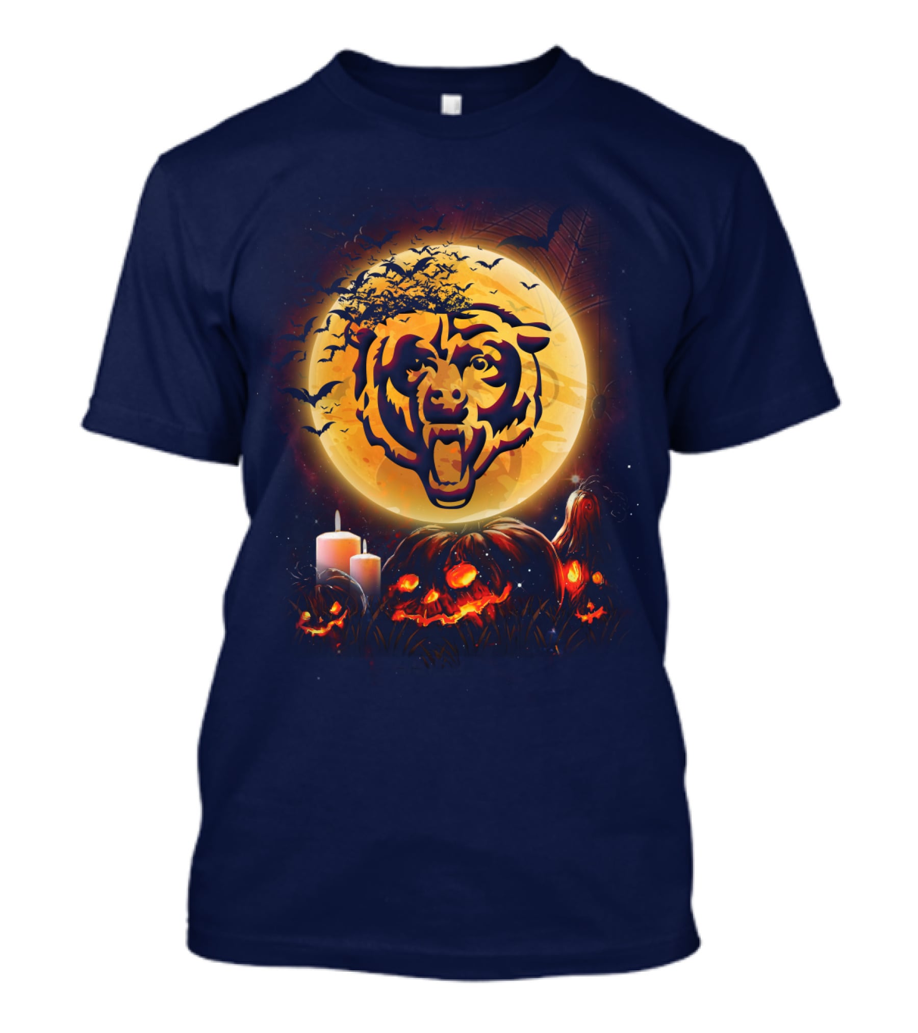 Chicago Bears Halloween Moonlit Pumpkin Jack-O'-Lantern T-Shirt