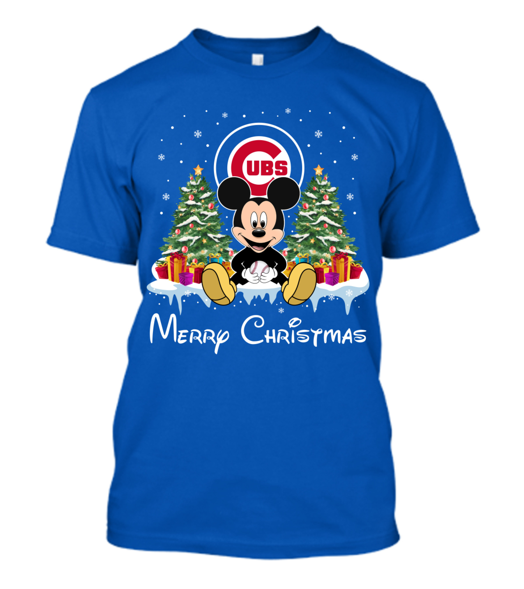 Merry Christmas Chicago Cubs Mickey Mouse T-Shirt