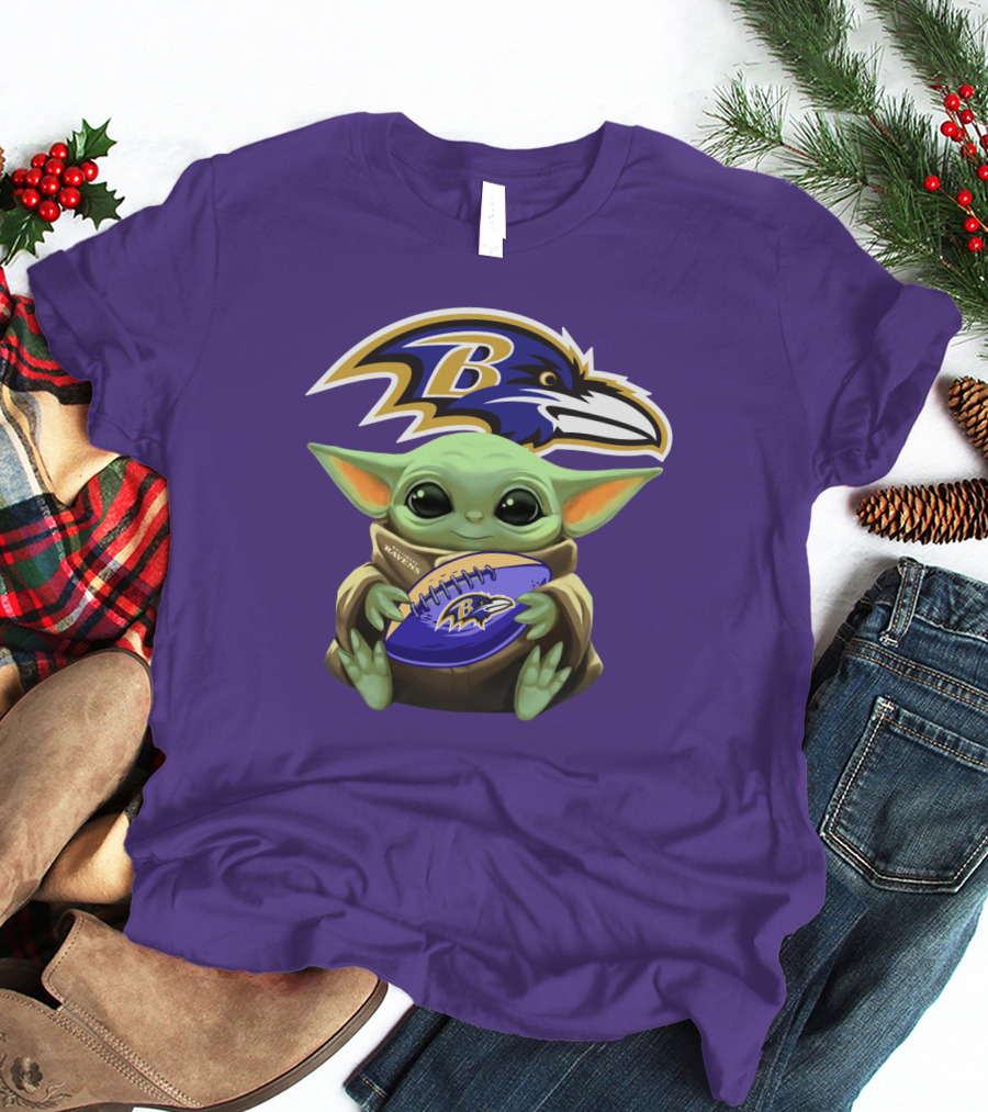Babyyoda Star Wars Baltimore Ravens Football Crossover T-Shirt