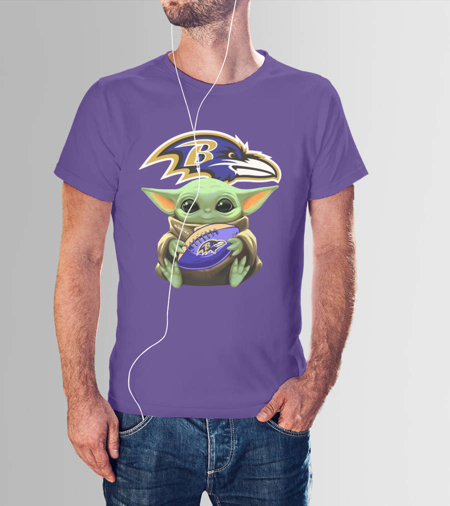 Babyyoda Star Wars Baltimore Ravens Football Crossover T-Shirt