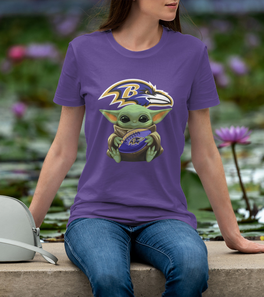 Babyyoda Star Wars Baltimore Ravens Football Crossover T-Shirt