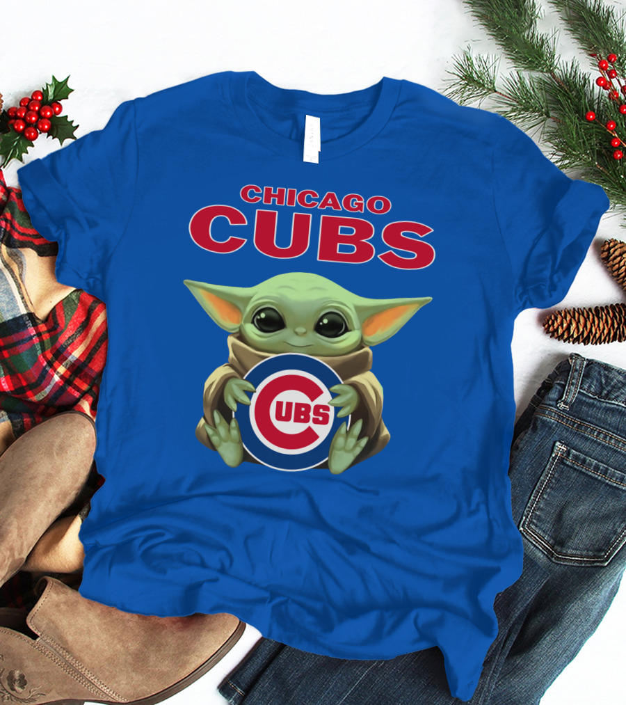 Chicago Cubs Baby Yoda Holding Cubs T-Shirt