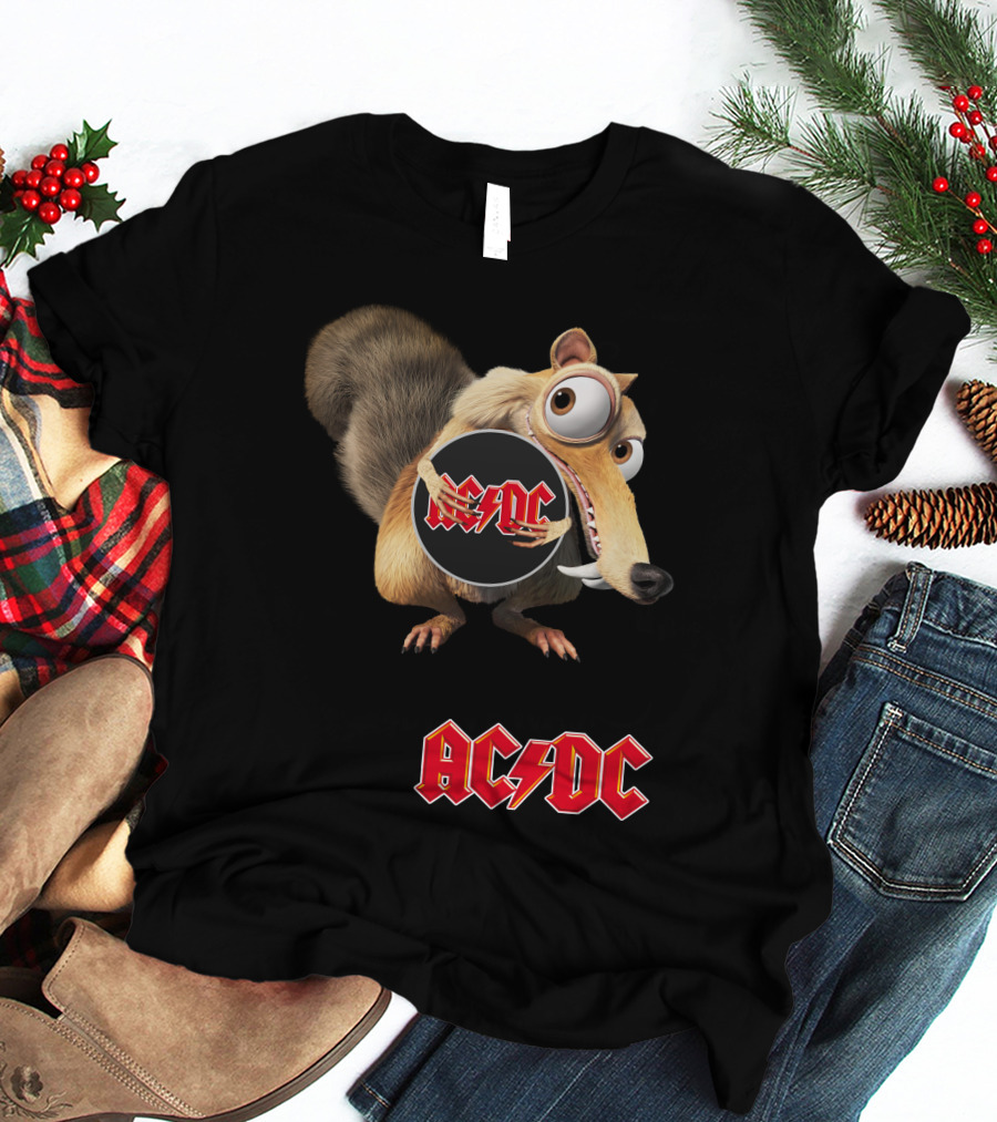 Ac/Dc 04 Ice Age Squirrel Holding T-Shirt