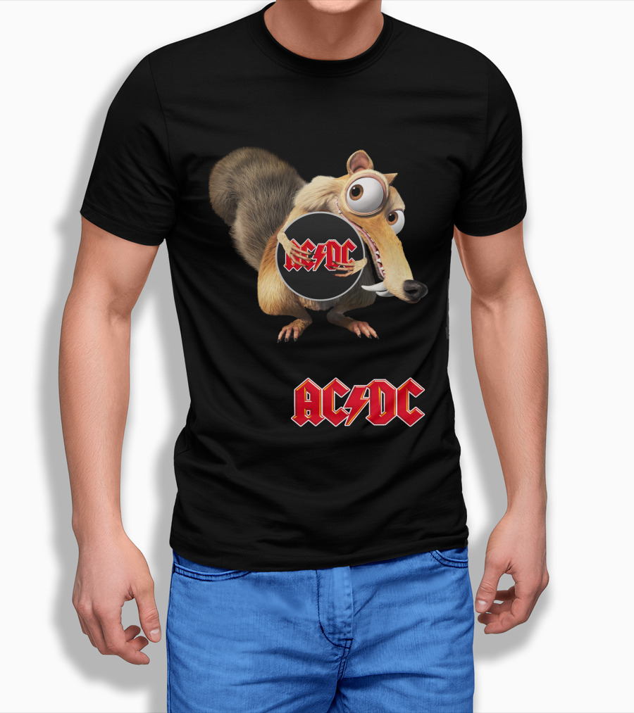 Ac/Dc 04 Ice Age Squirrel Holding T-Shirt