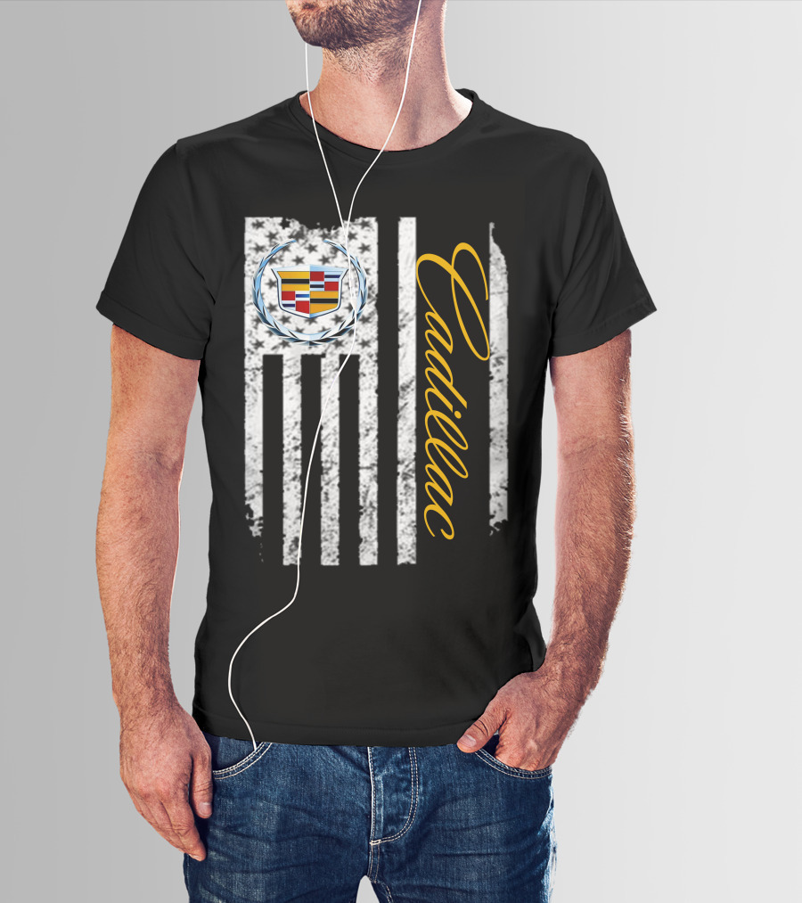 Cadillac Logo American Flag T-Shirt
