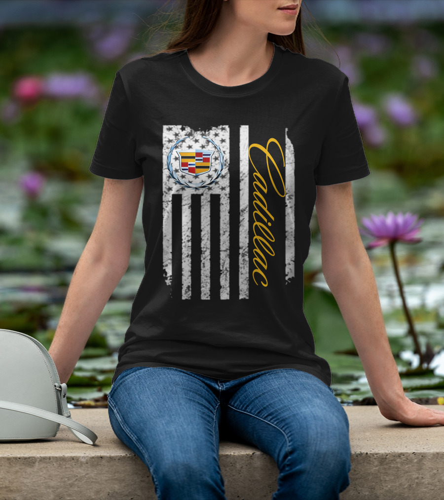 Cadillac Logo American Flag T-Shirt
