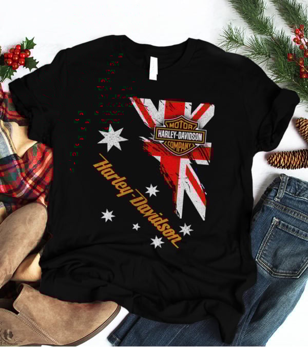 Harley Davidson Motor Company Australia Union Jack Stars T-Shirt
