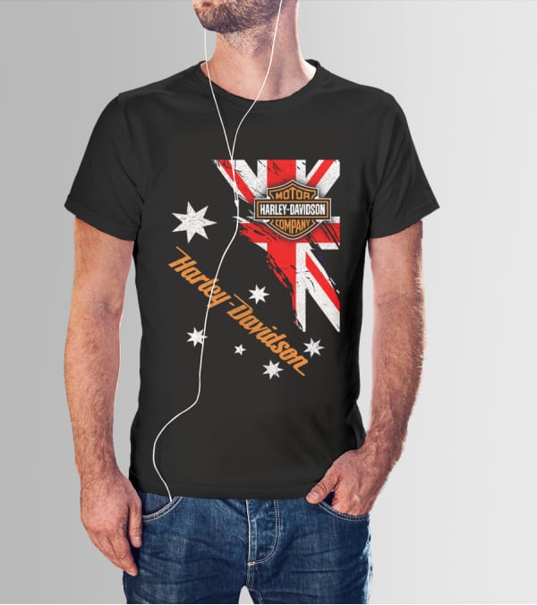 Harley Davidson Motor Company Australia Union Jack Stars T-Shirt