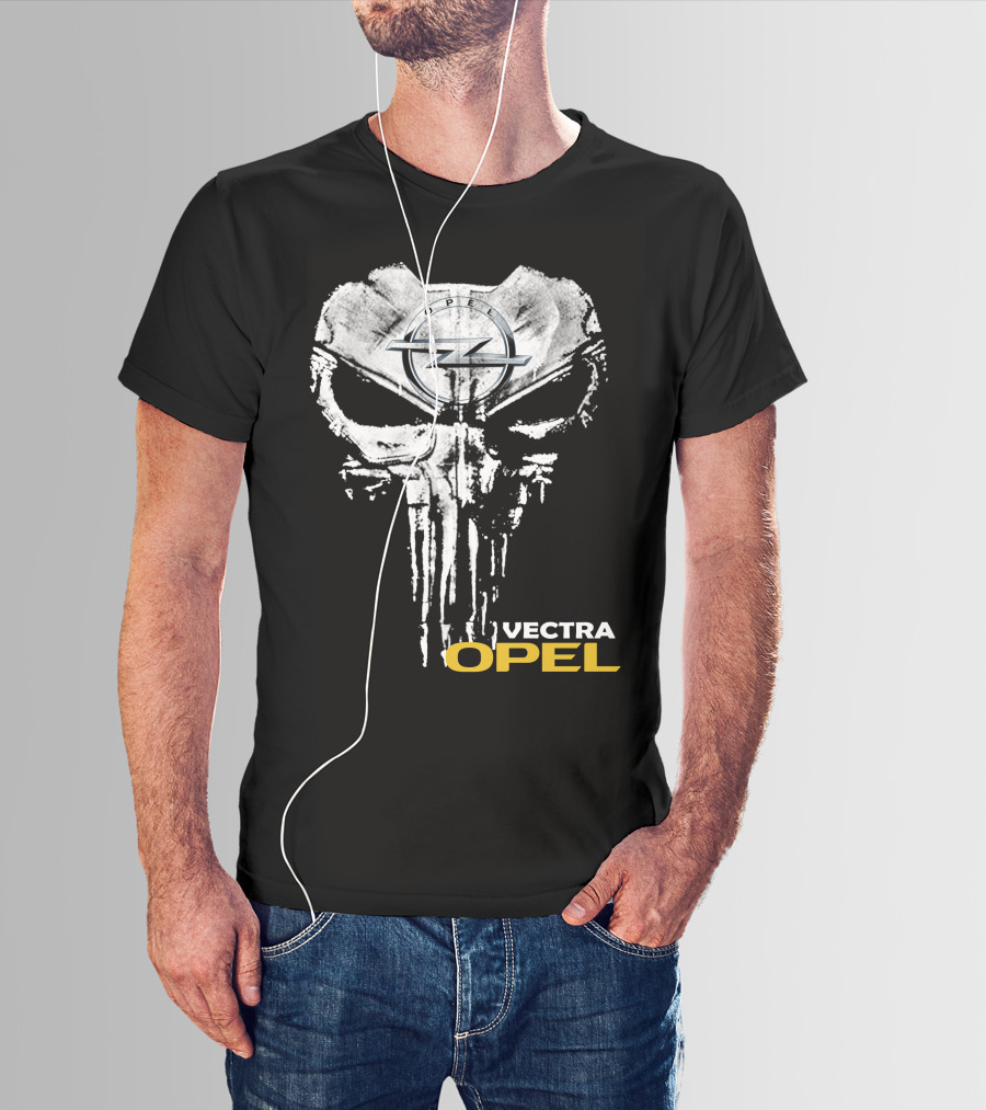 Opel Vectra Logo With Skull Motif T-Shirt