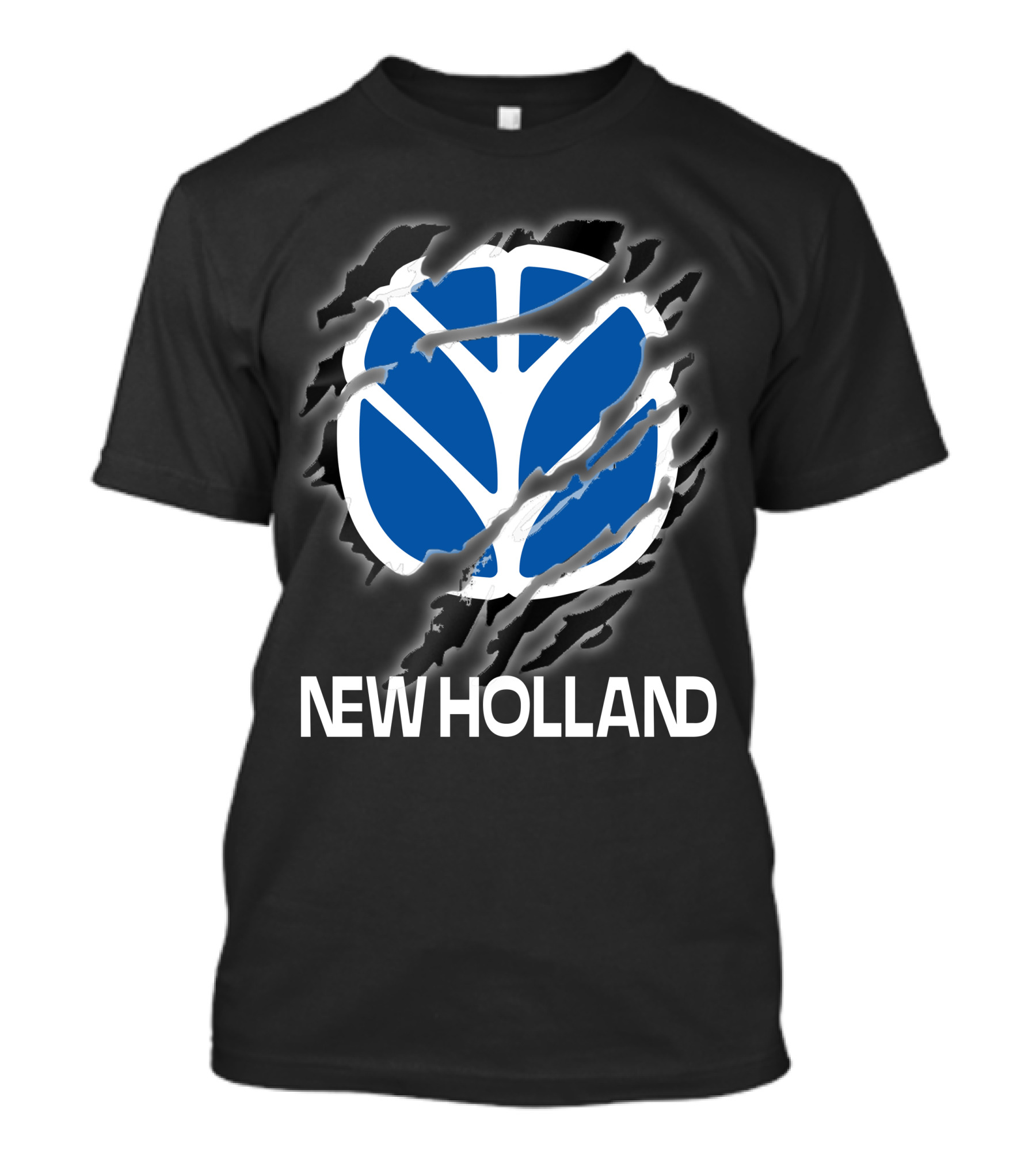 New Holland Blue Logo Ripped Effect T-Shirt