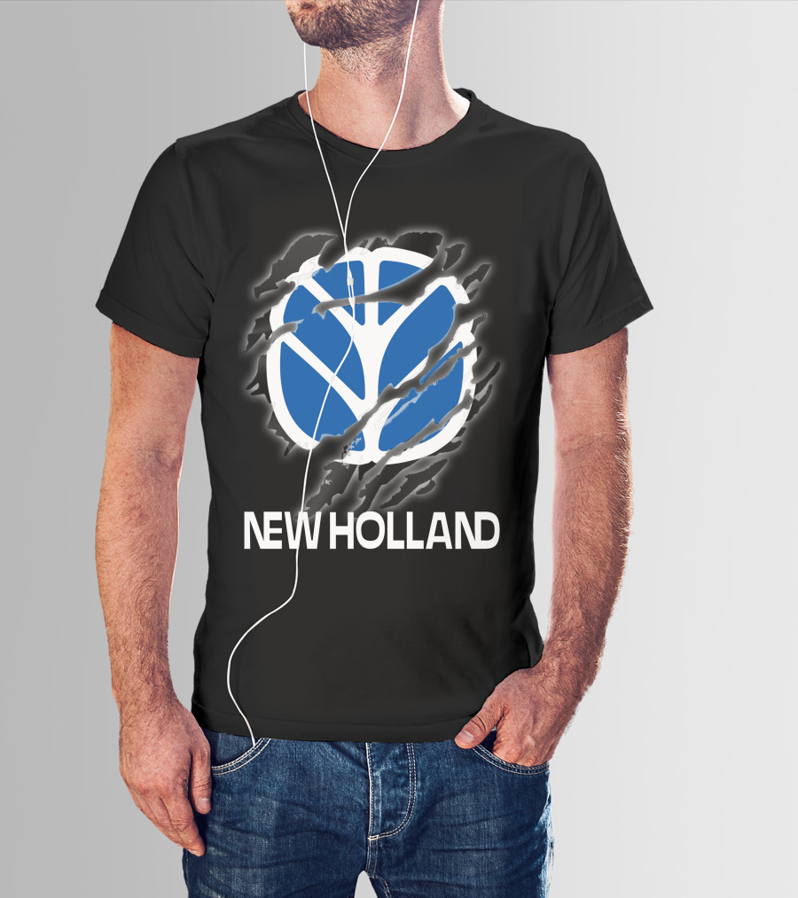 New Holland Blue Logo Ripped Effect T-Shirt