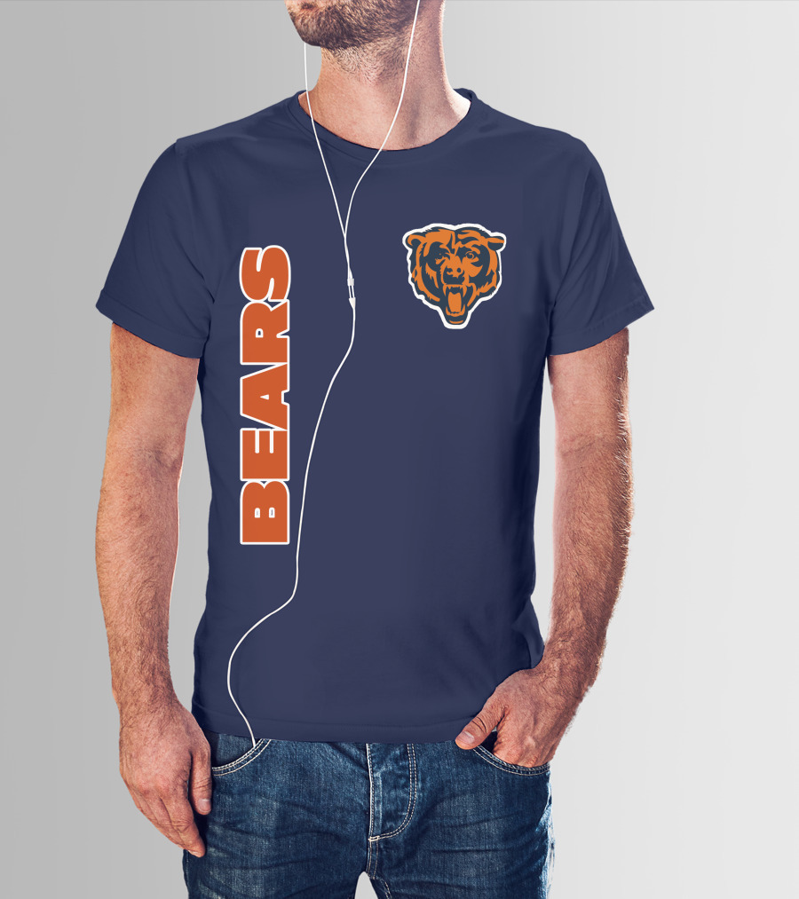 Bears Logo Navy Orange Classic Style T-Shirt
