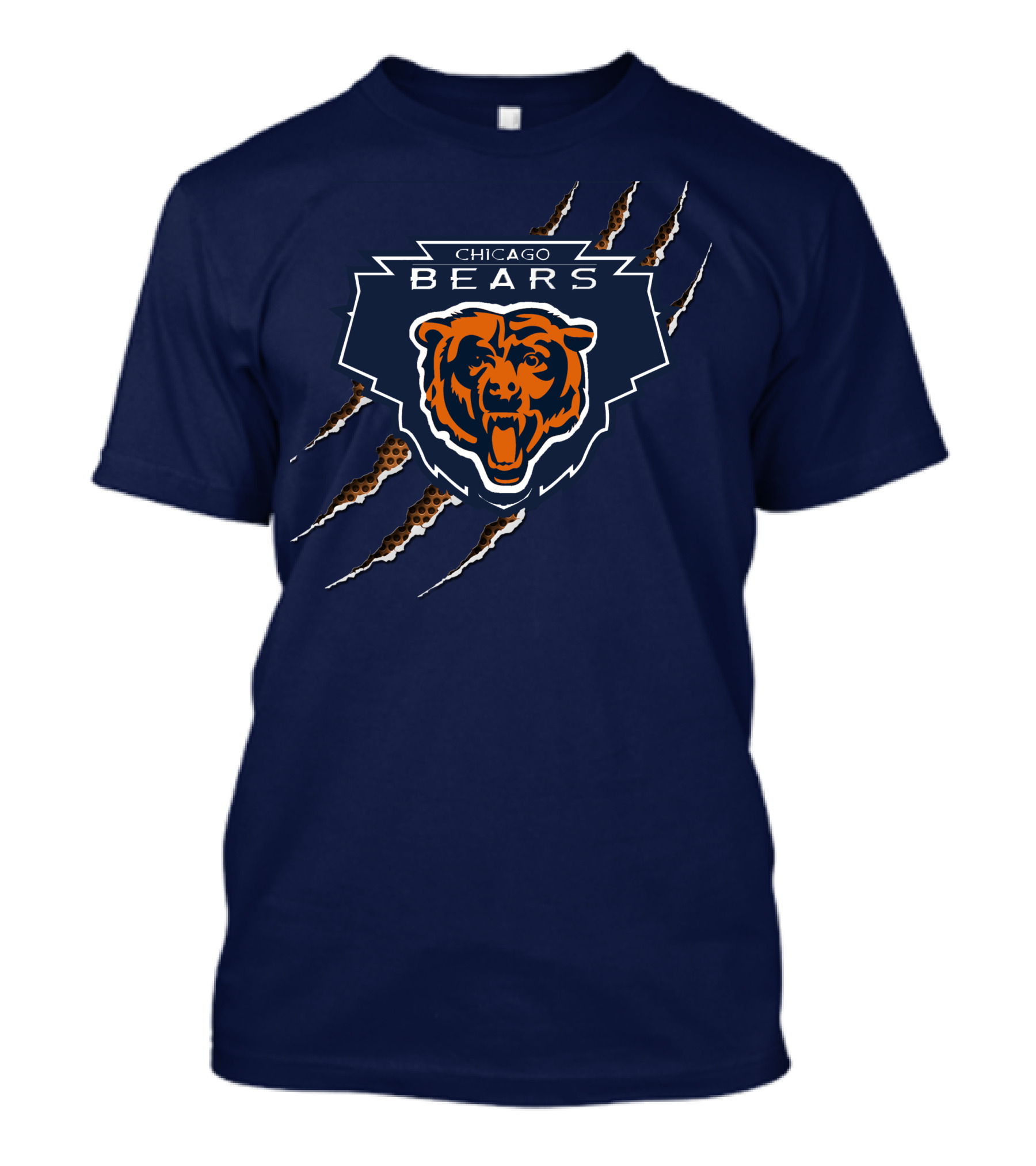 Chicago Bears Logo With Roaring Bear And Claw Marks T-Shirt