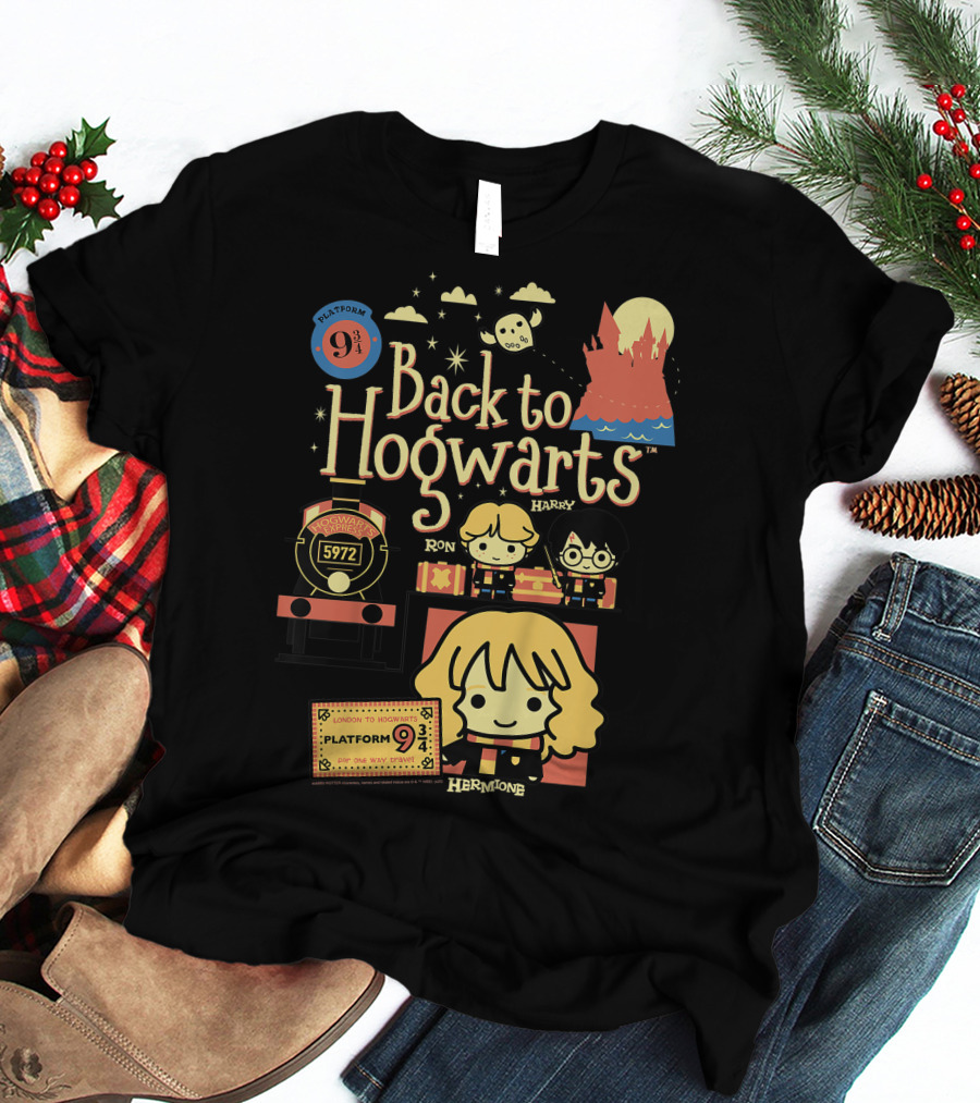Back To Hogwarts Platform 9¾ Ron Harry Hermione 5972 London To Hogwarts Express T-Shirt