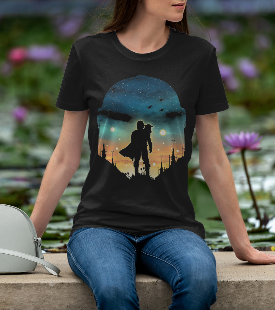 Only Today Lone Mandalorian Starry Sunset Adventure T-Shirt