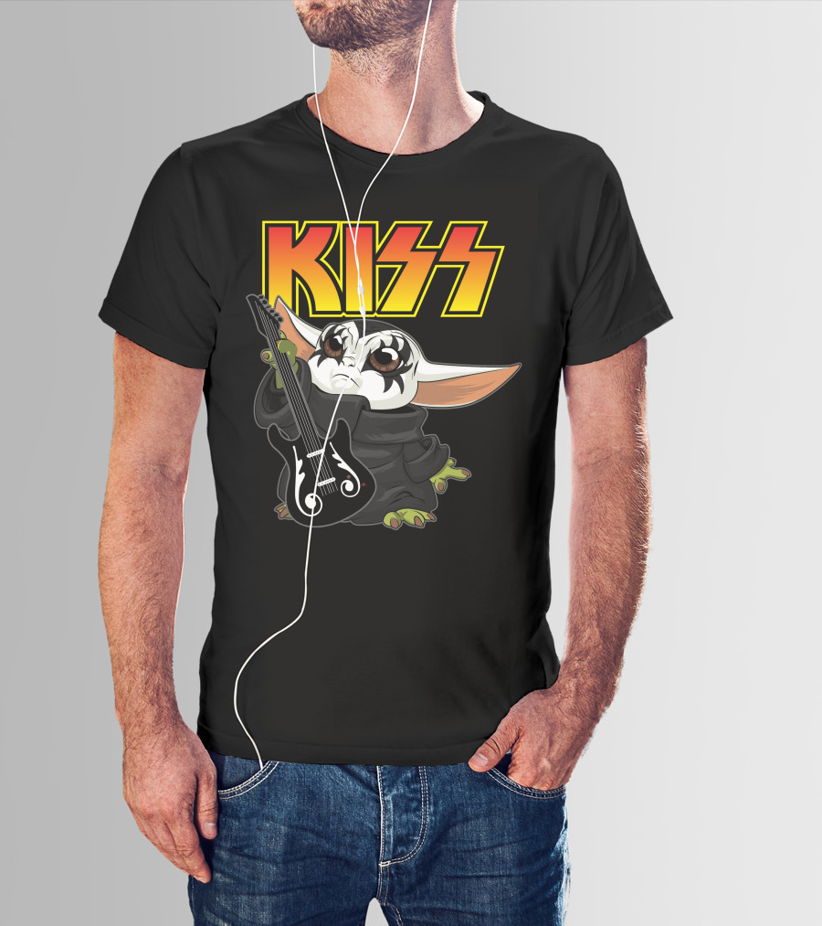 Kiss Only Today Grogu With Guitar T-Shirt
