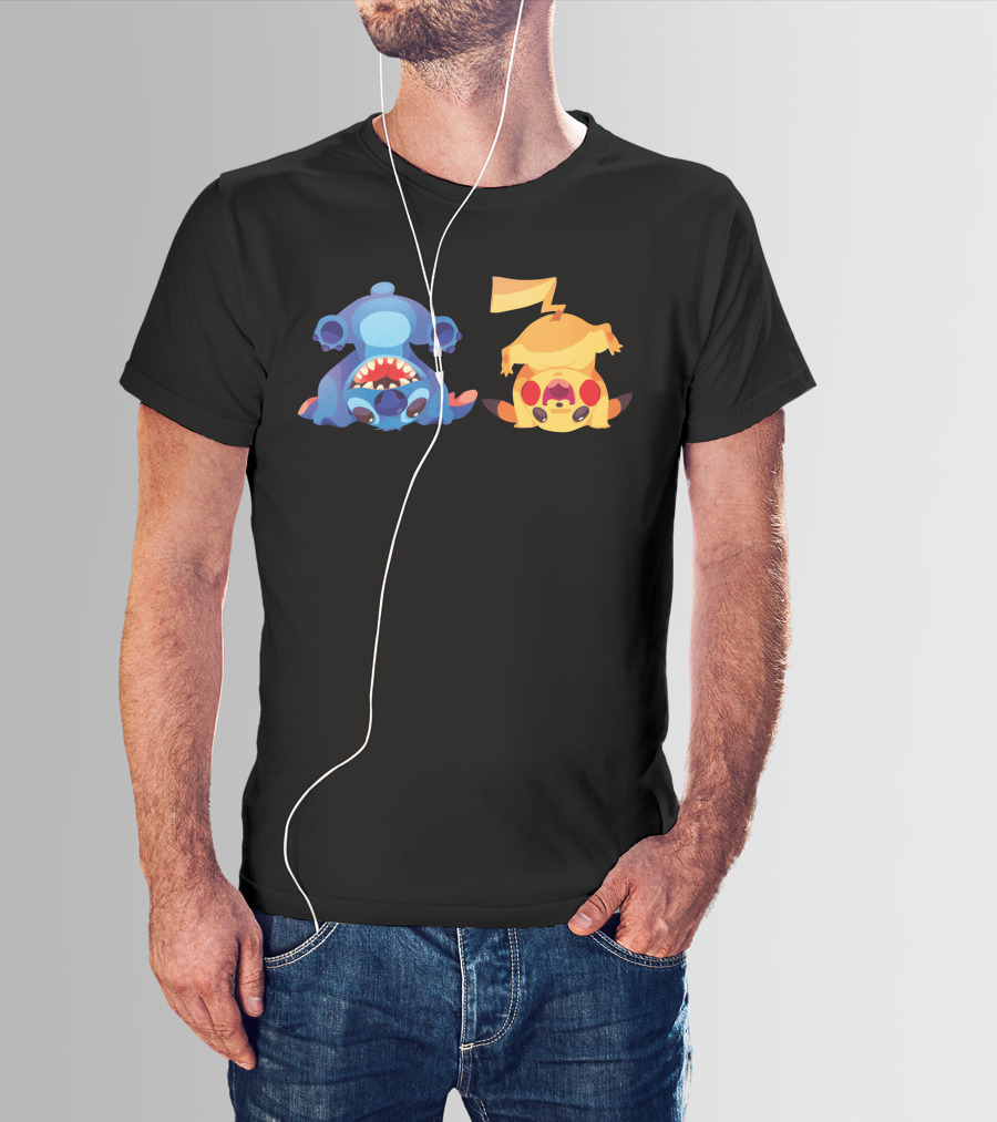 Only Today Upside Down Stitch And Pikachu T-Shirt