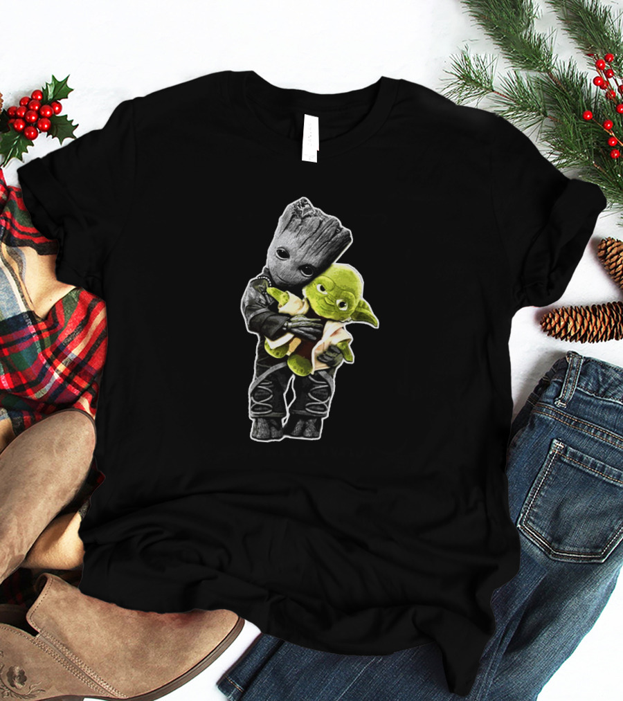 Baby Groot Hugging Baby Yoda Collaboration T-Shirt