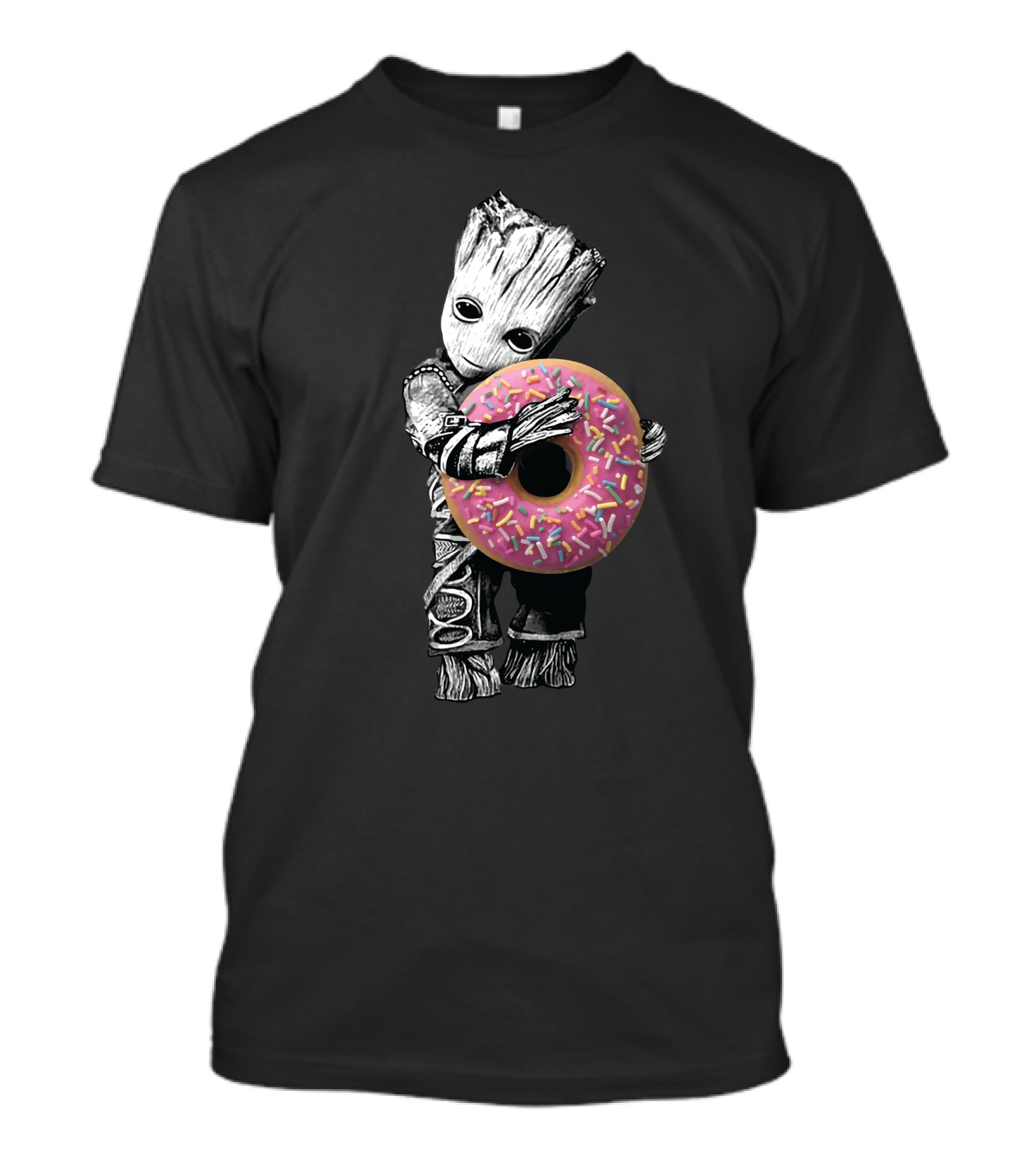 Donut Tree Character Hugging Pink Sprinkle Doughnut T-Shirt