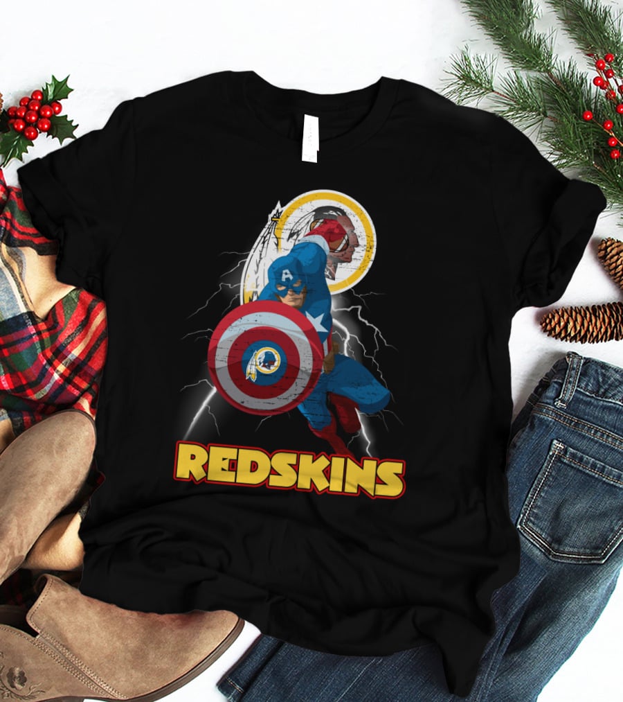 Captain America Redskins Nfl Lightning T-Shirt